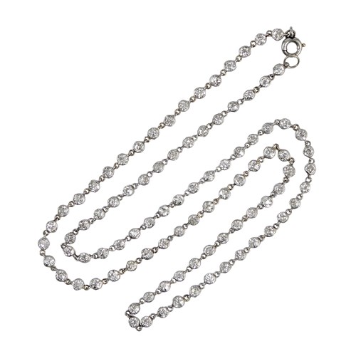 Early 20th century diamond collet chain necklace, c.1910, with 91 small old cut diamonds,